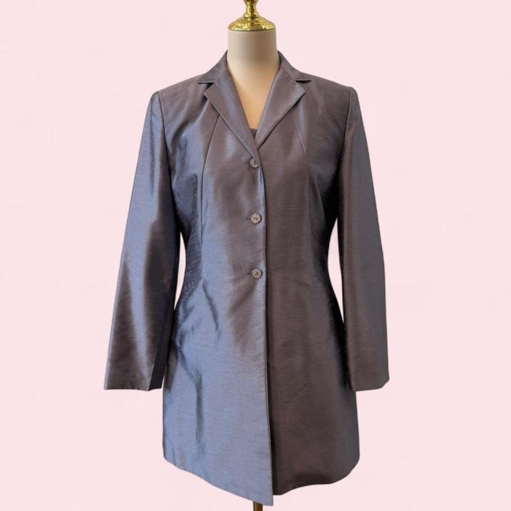 Vintage 90s Larry Levine Purple‎ Iridescent 3 Piece Suit Set Size 8